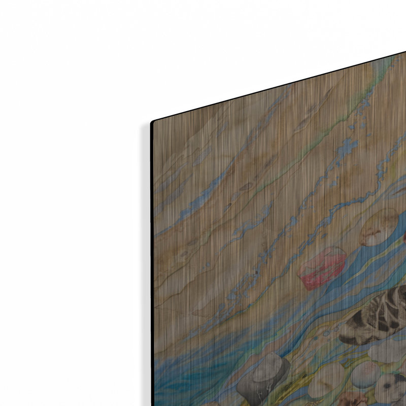«Rhythms Of Ebb and Flow, Molos Beach Right Panel» par Sharon Pitts, art mural en métal, H 24 po x l 36 po