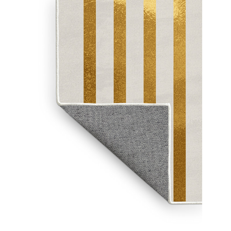 Tapis abstrait moderne et contemporain Hartsdale lavable à la machine en gris - reliure blanche, 3 X 5