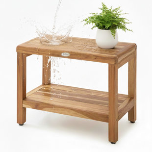 Banc de douche rectangulaire en teck avec tablette EcoDecors