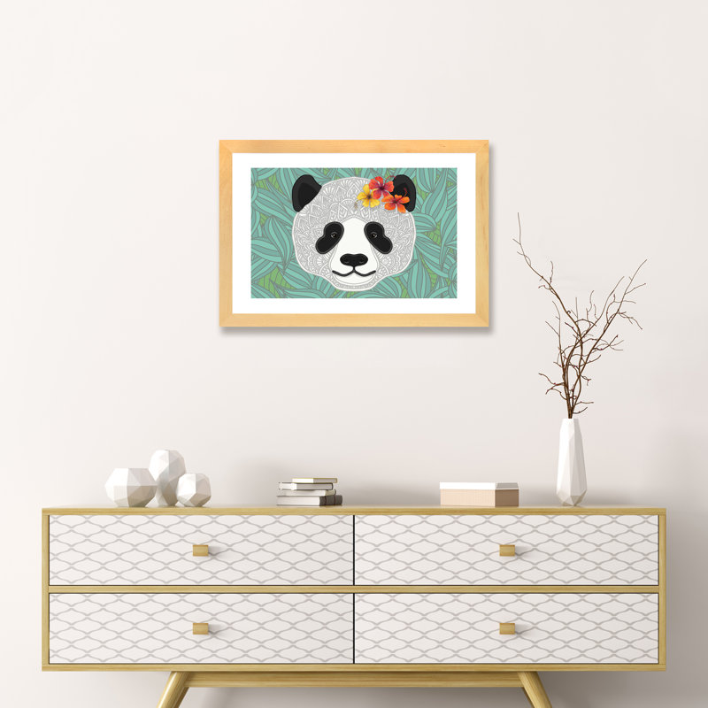 «Tropical Panda» par Angelika Parker - impression d'art graphique, Blanc, H 16 po x l 24 po x P 1 po