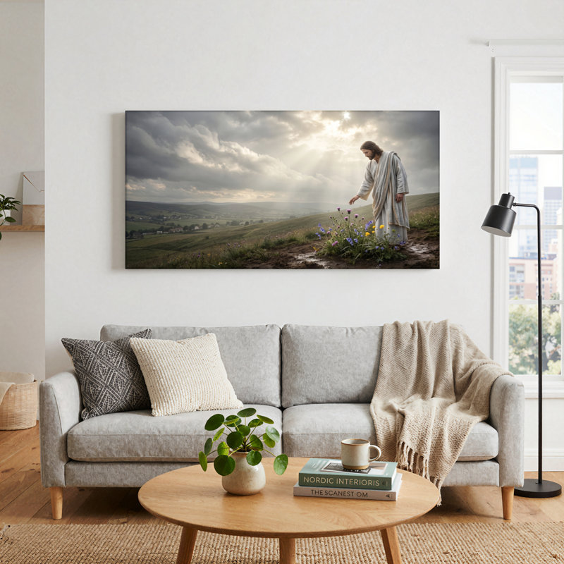 Ensemble de 1 toile murale Jesus Field, 40“W x 20”H, Wrapped Canvas