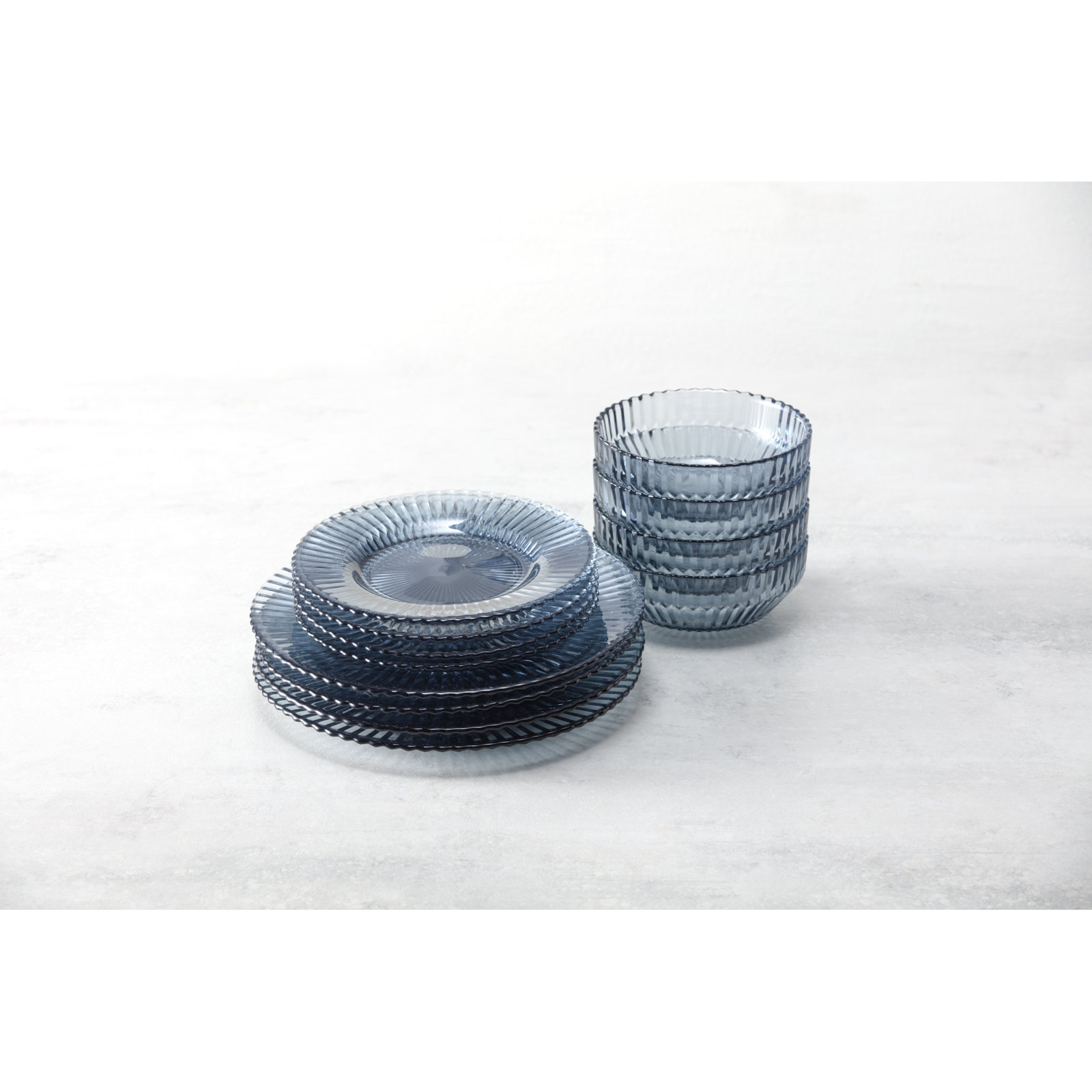 Fortessa Archie Glass, 12 Piece Dinnerware Set (Service for 4), Dusk Gray