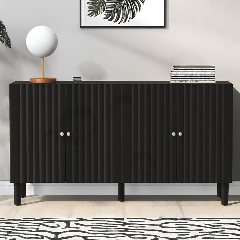 Buffet de rangement avec 4 portes, Noir, noir, noir, noir