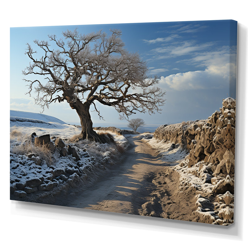 Paysage campagne d'hiver sur toile, H 30 po x l 40 po x P 1,5 po, Toile tendue