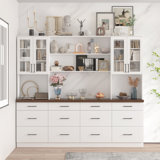 83.3'' H x 94.5 '' W Bookcase With Glass Doors And 12-Drawer