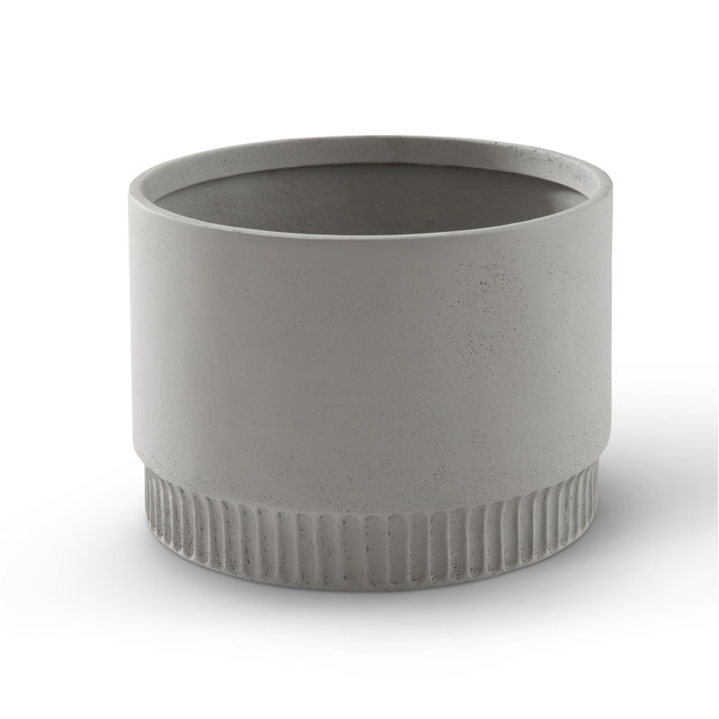 Harvest Medium Resin Pot Planter, Light Gray, 10" H x 13" W x 13" D