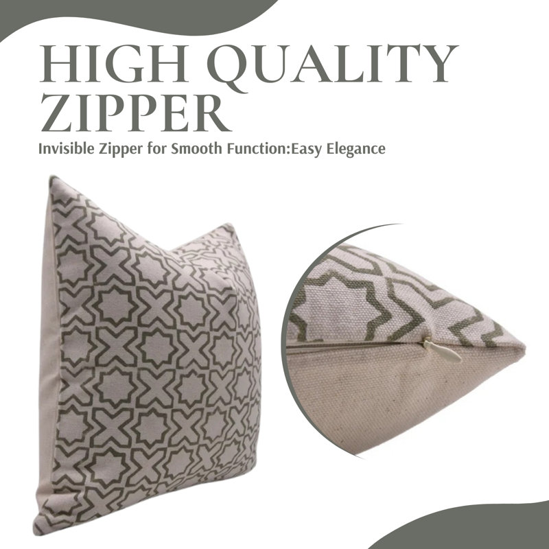 Housse de coussin fabriquée à la main à imprimé de blocs de coton pour une décoration intérieure élégante, H 24 po x l 24 po