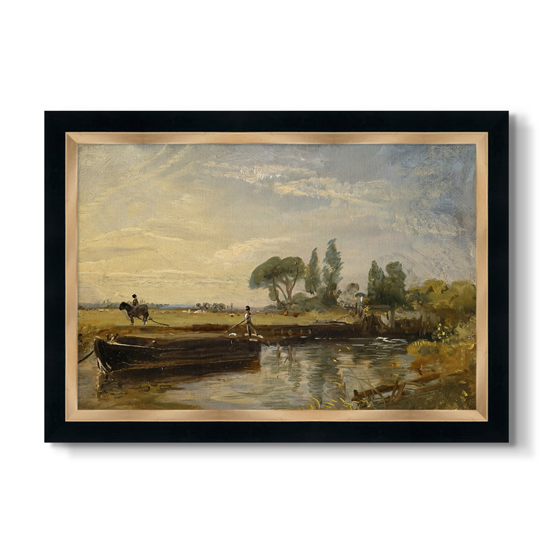 Barge sous l'écluse de Flatford, v. 1810 - John Constable - Toile encadrée sur mesure, 16 po x 22 po, Toile avec cadre