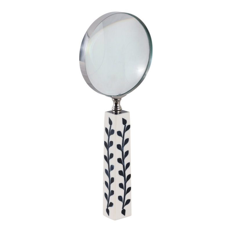 Decorative Objects Resin And Glass Leaf Handle Magnifying Glasses For Home Office Display Set Of 2 - 10" Blue, White, Silver