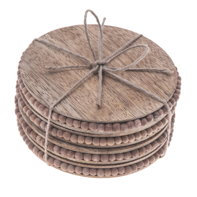 Ensemble de 4 sous-verres ronds perlés naturels