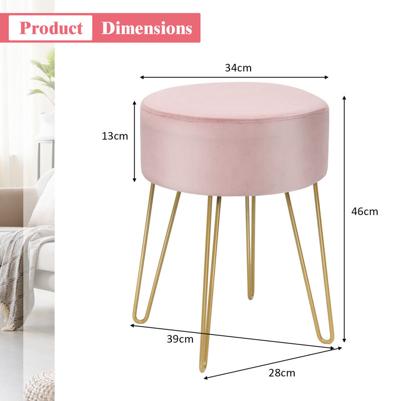 Alburga 41 cm W Velvet Footstool, Pink