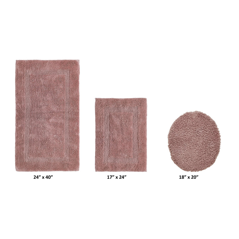 Annerose Premium 100% Cotton 3 Piece Bath Rug Sets, Machine Washable, Super Absorbent & Tufted Weave Reversible Bath Mat for Bathroom, Shower, and Tub, Oeko-Tex Certified Bathroom Rugs