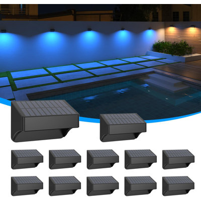 Solar Fence Lights,Fence Solar Lights Outdoor Waterproof Led IP65 With10 Fixed Colours & RGB Colour Changing For Wall Backyard Step Railing Patio Pool Porchaily&Holiday Decorations