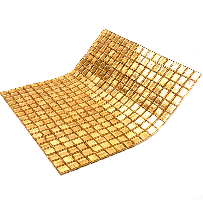 Skosh 0.6" x 0.6" Glass Grid Mosaic Wall & Floor Tile, Gold Yellow