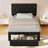 2 Pack Black Upholstered Headboard Adjustable Height Twin Size Platform Single Bed With Drawer-151016155