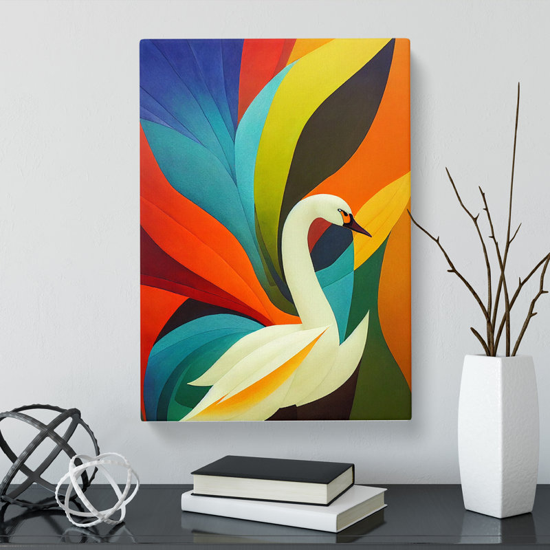 Swan Patchwork - Wrapped Canvas, 50cm H x 35cm W x 3cm D