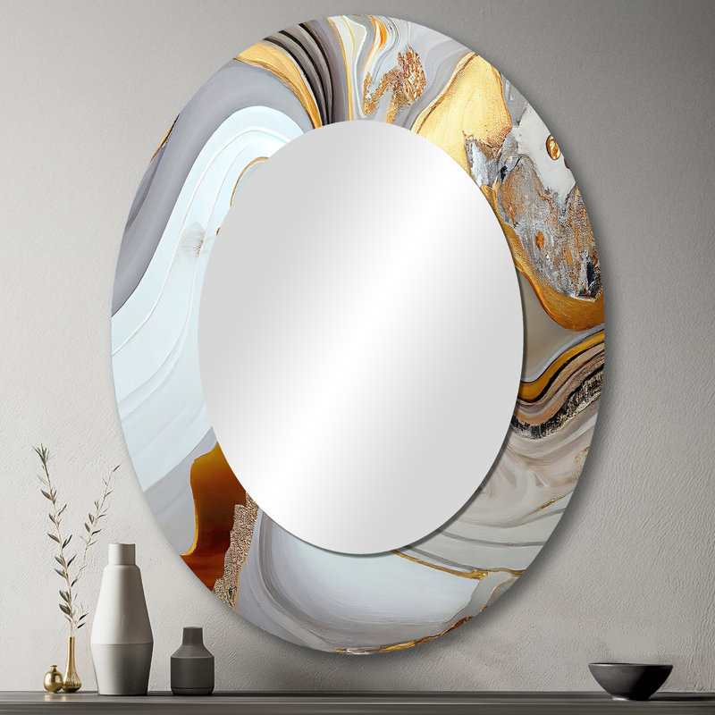 Miroir mural moderne blanc et doré, 43 po x 33 po