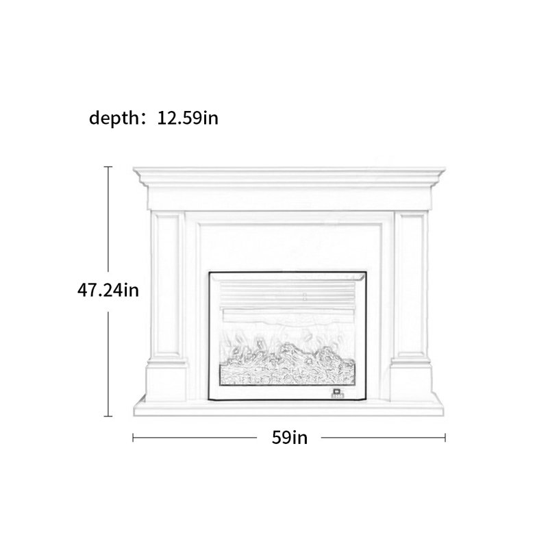 European style simple solid wood fireplace, White