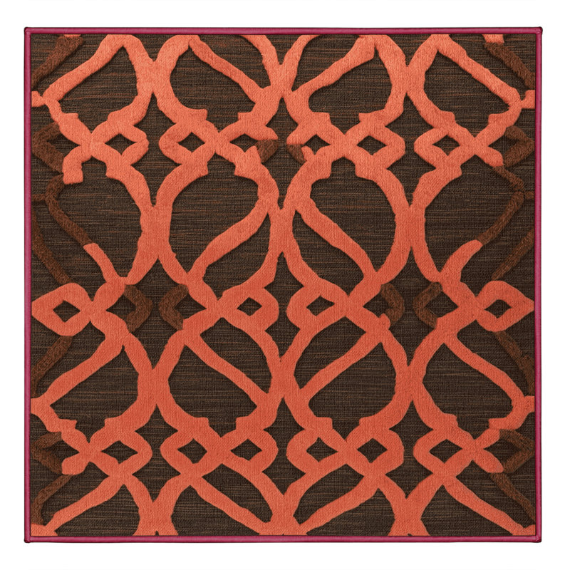 Tapis brun treillis lavable à la machine, Carré 5 pi