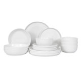 Table 12 16-Piece Natural White Coupe Dinnerware Set, Service for 4, White