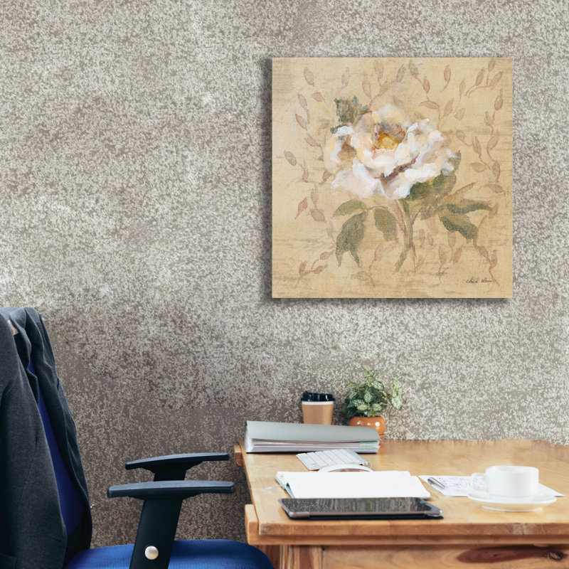 «White Floral 2» par Cheri Blum, art mural sur toile, H 26 po x l 26 po x P 1,5 po