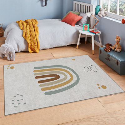 Luxurious Polyester Area Rug, 3.3 x 4.6 Feet | 740 g/m² Velvet Fabric, Non-Slip Felt Dot Underside, Laminated Sponge for Comfort | Antibacterial, Machine Washable at 86°F | Elegant Digital Print Design for Home Décor