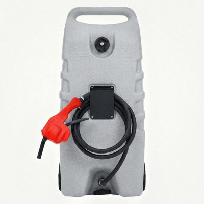 Réservoir de carburant mobile de 14 gallons avec deux pompes manuelles et électriques, boyau de 10 pieds, chariot à gaz à roulettes en rouge pour les voitures, les VTT, les bateaux, l'équipement de pelouse, la maison et la ferme