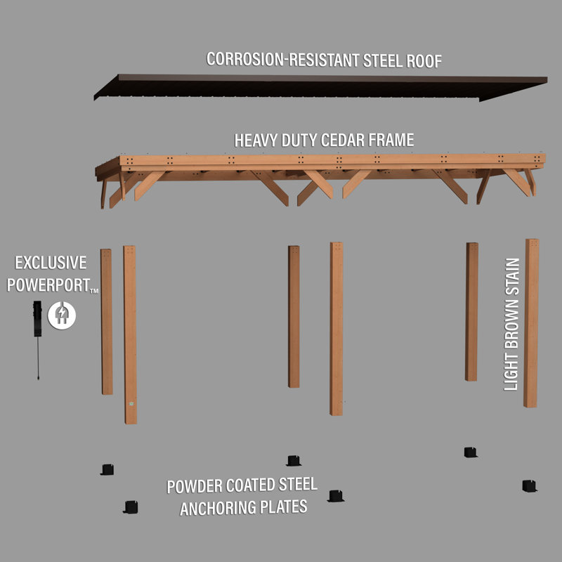 Arcadia Carport - Gazebo 20 Ft. W x 9.5 Ft.