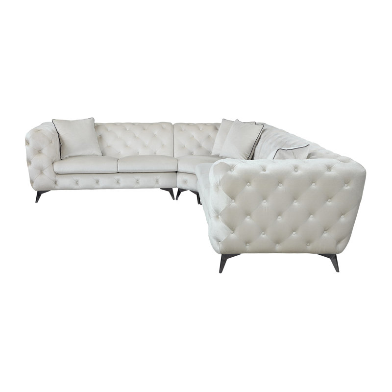 Canapé modulaire en tissu beige avec 4 coussins Atronia