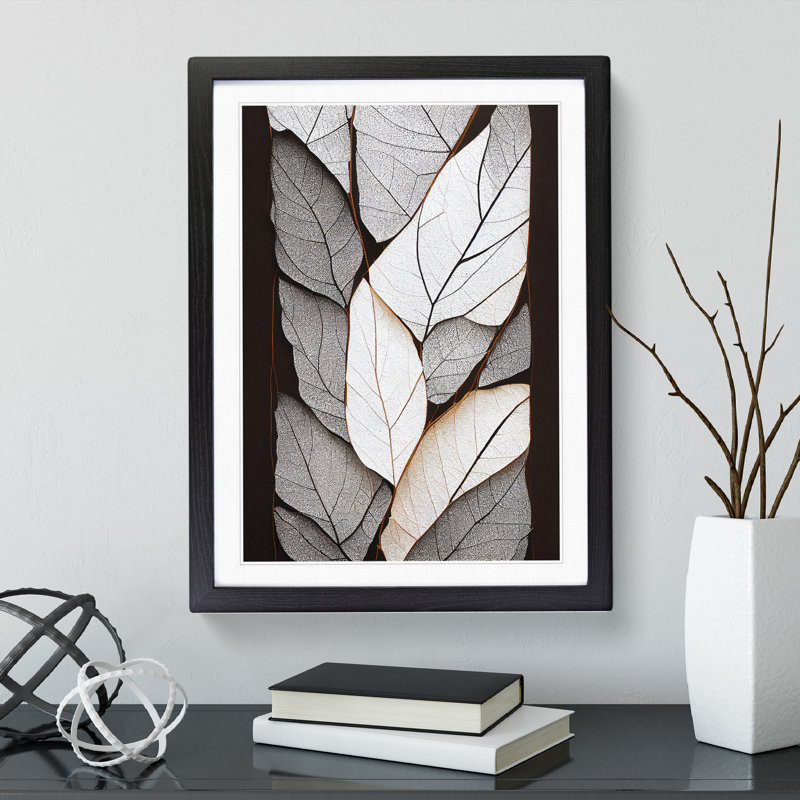 Cracked Leaves Abstract - Single Picture Frame Painting, Black Framed, 64cm H x 46cm W x 2cm D