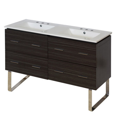 Arletha 48'' Free-standing Double Bathroom Vanity with Manufactured Wood Vanity Top -  Everly Quinn, 1839F77093AB427DA687B12D05975501