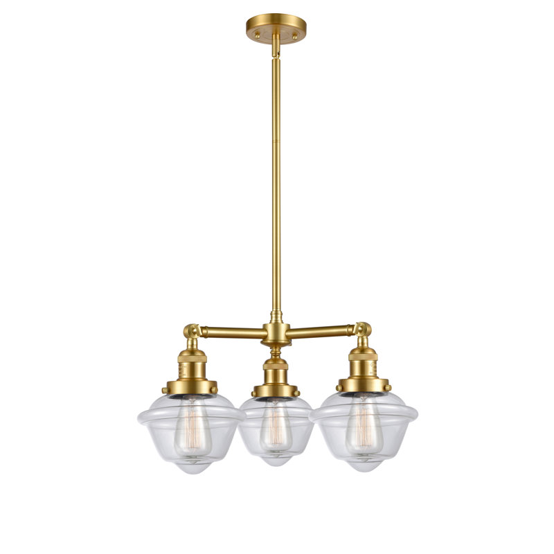 Lustre classique 3 lumières à abat-jour Baptiste, Chrome poli, Grainé, Ampoule DEL 6 watts rétro