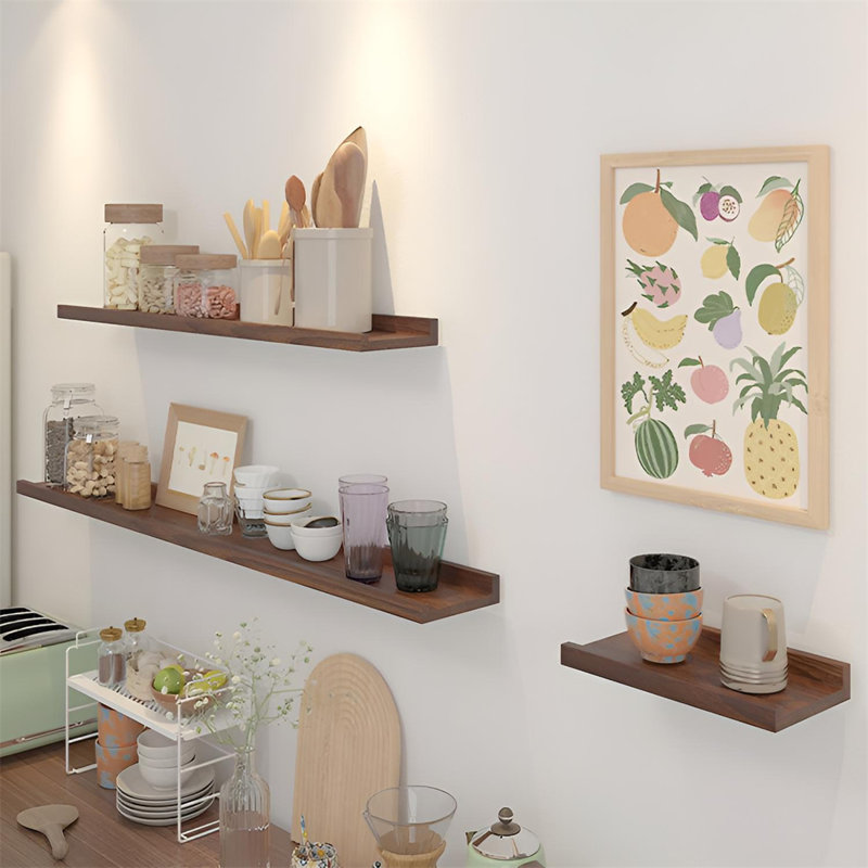Solid Wood Floating Wall Shelf, 1.57" H x 35.43" W x 4.72" D