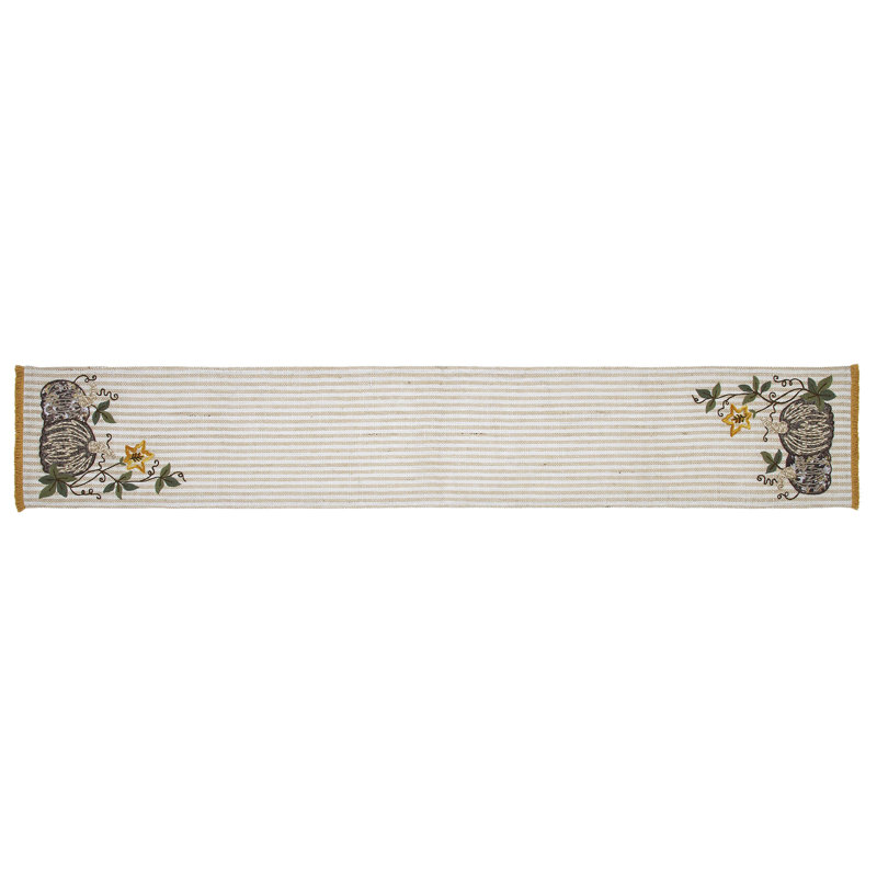 Pumpkin Bounty Rectangle Striped Table Runnner, 12" W x 60" L