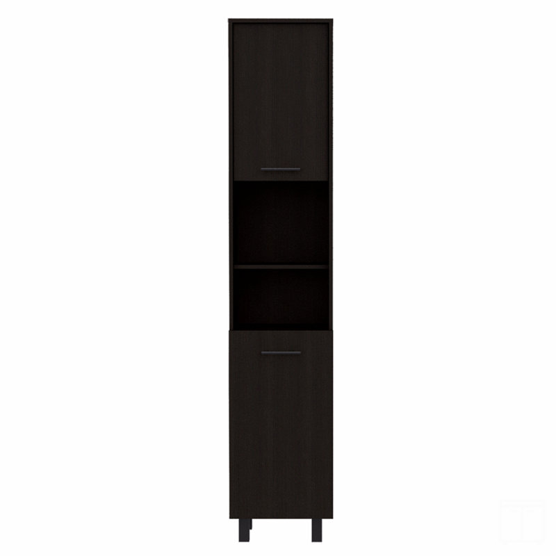 Kitchen Pantry H 79 ", deux tablettes de rangement ouvertes, trois tablettes internes, deux portes, quatre pieds