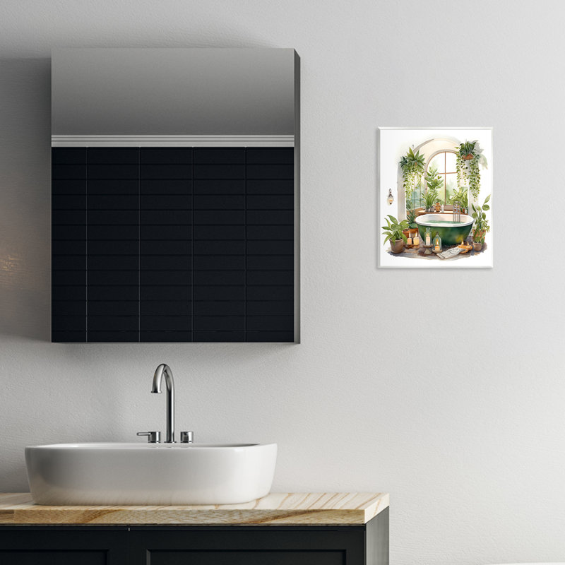 Plaque murale «Tranquil Tub with Candles & Greenery», par Lettred and Lined