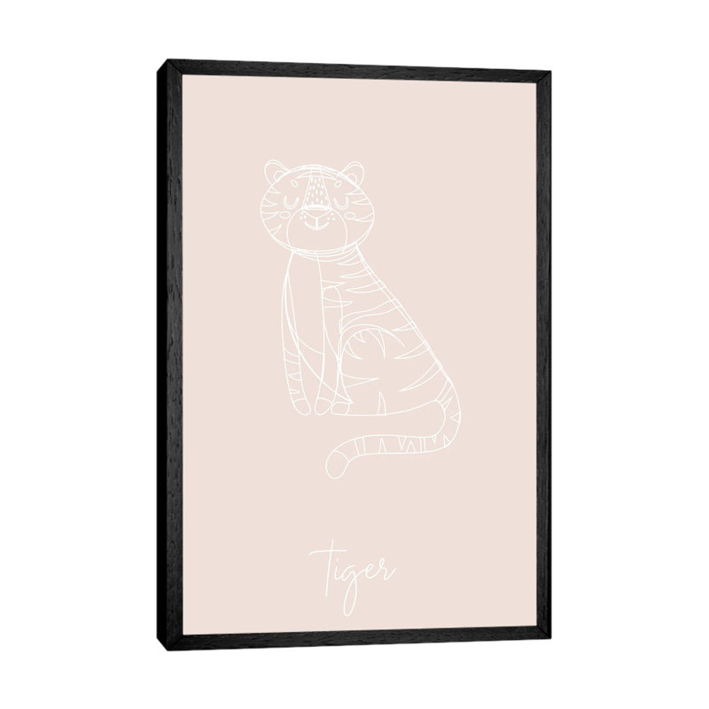 Nursery Tiger Line Art 1 Piece Wall Art on Canvas, 66.04 cm H x 45.72 cm W, Black Framed