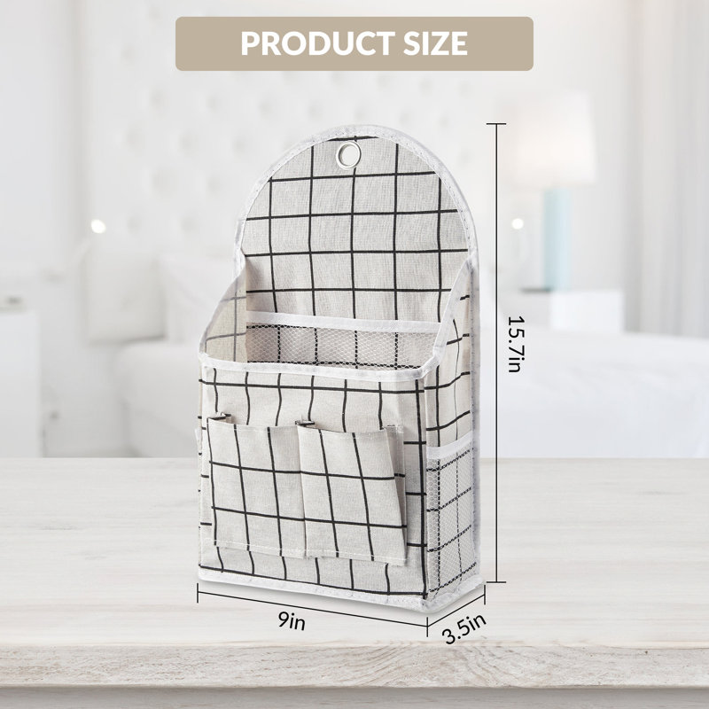 Paquet de 4 sacs de rangement muraux blancs en lin en coton au-dessus de la porte pour garde-robe de rangement