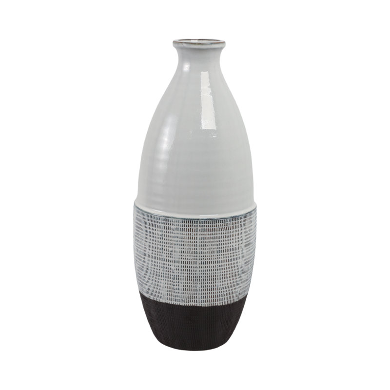 Textured Bottom Vase, Grey, 22" H x 9" W x 9" D