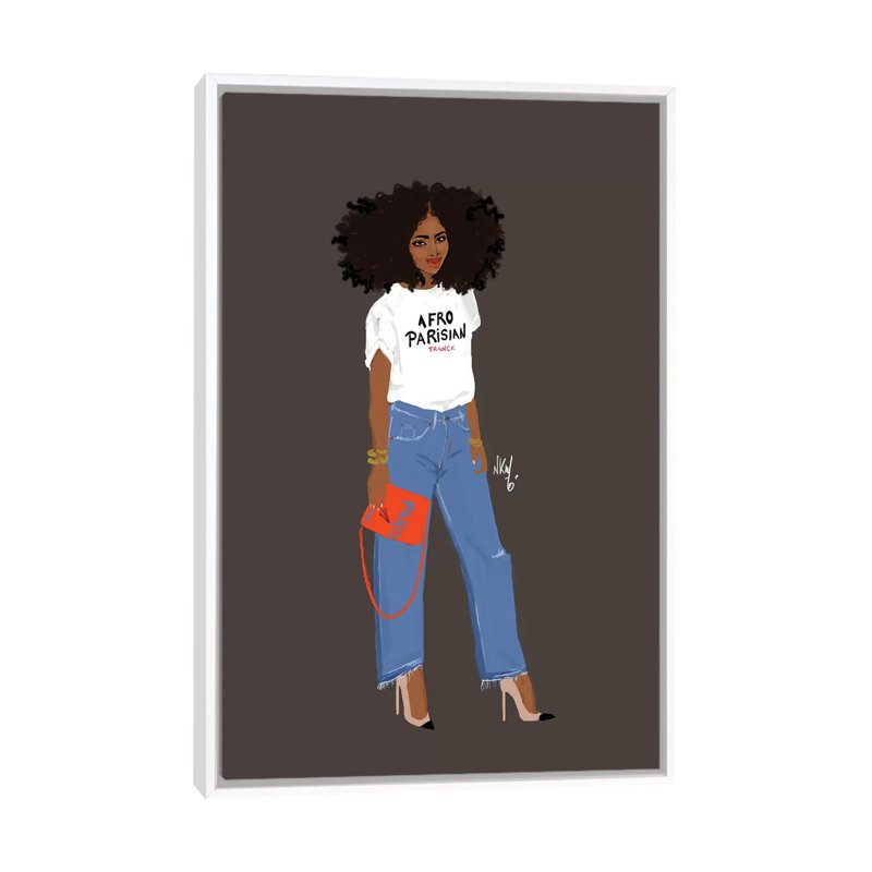 Afro-Parisianer 1 Piece Wall Art on Canvas, 66.04 cm H x 45.72 cm W, White Framed
