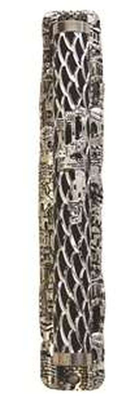 Housse Ultimate Mezuzah Judaica avec motif de tibias de Jérusalem, H 4 po x l 0,5 po x P 0,5 po
