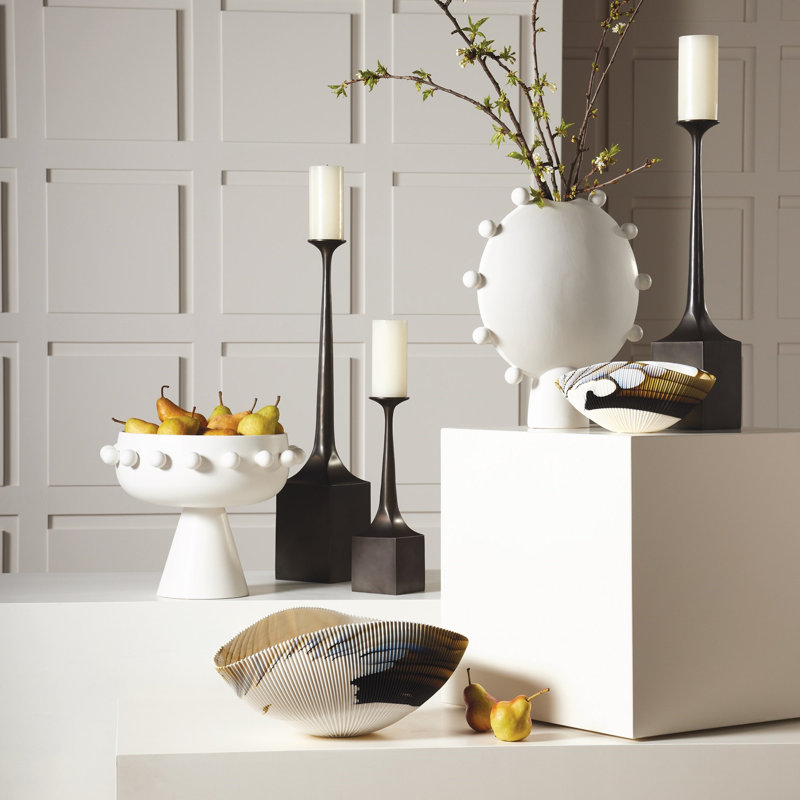 Spheres Handmade Earthenware Decorative Bowl, Ivory