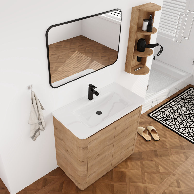 Meuble-lavabo simple 36 po avec comptoir en céramique et rangement, 36"