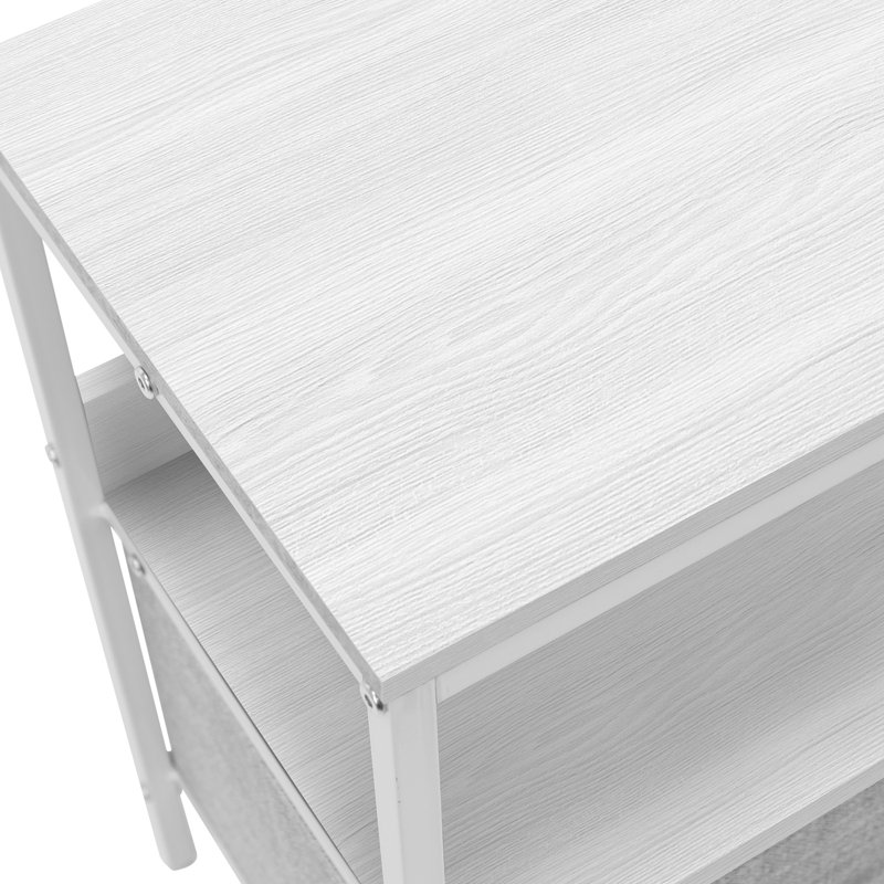Sorbus 2 Drawers TV Stand Dresser with Steel Frame, Wood Top, & Fabric Bins, White