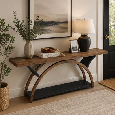 Console à 2 niveaux, table d'entrée 70,9 po avec structure en demi-lune