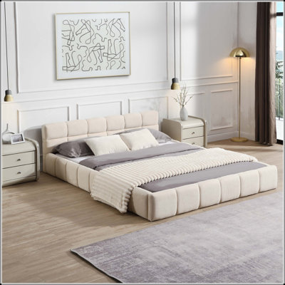 Lit tapissier en chenille avec motif en damier