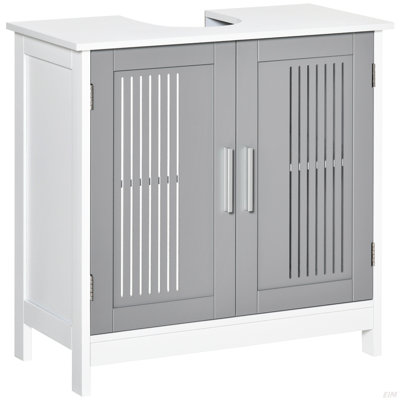 Armoire de rangement à piédestal, armoire de salle de bain sous lavabo avec 2 portes et tablette ouverte, meuble-lavabo (armoire)