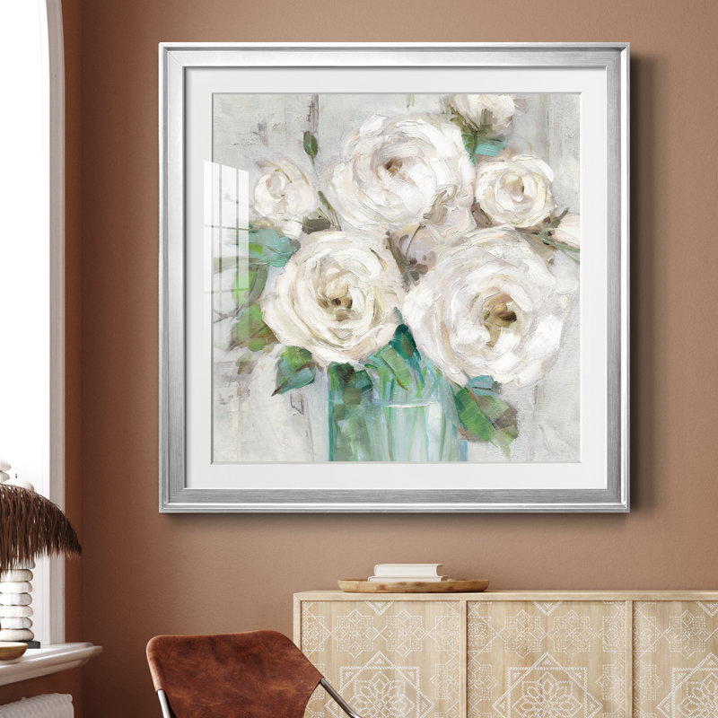 Cottage White - peinture encadrée, Cadre argenté, H 26,5 po x l 26,5 po x P 1,5 po