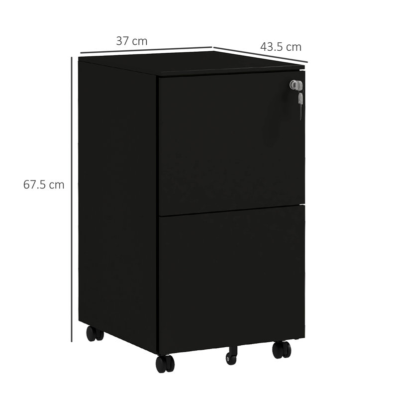 Aldrin 2 Drawer Filing Cabinet, Black