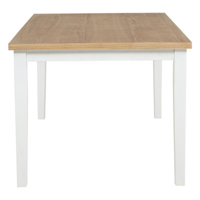 Calloway 66.25" Rectangular Dining Table, Two-Tone Brown and White Finish, Rubberwood Construction for Kitchen & Dining Room, Seats 6